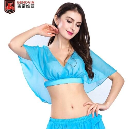 Women Chiffon Soft Belly Dance Costume Top Blouse Belly Dance Shawl top 12 Colour