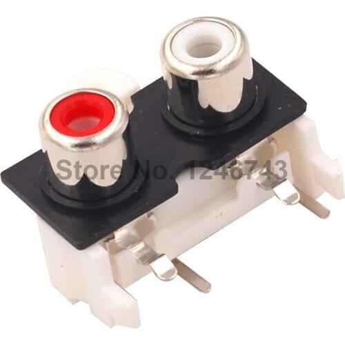 10PCS RCA Seat AV Socket Lotus Socket Audio Signal Input Socket Two-hole Dual-channel Copper Core Lotus Socket