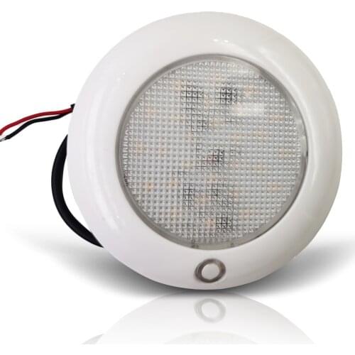 102mm 10-30V LED Marine Boat Yacht Trailer Cravan Indoor Dome Plastic White Touch Switch Light