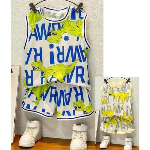 New Summer Baby Boys letter Vest Top + Shorts 2Pcs Set Children Cute Clothes Kids Movement Clothing Sets 3-10Years