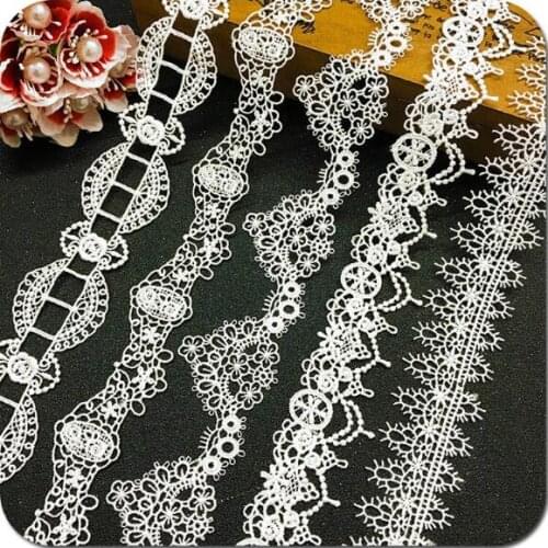 21yards Hight Quality Polyester Lace Ribbon Water Soluble Embroidered Lace Trims Hometexile Embellishment DIY Sewing Material