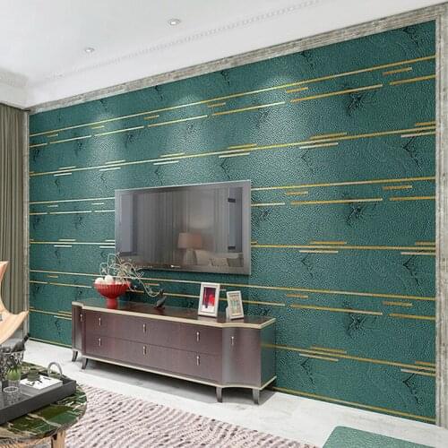 3D Marble Horizontal Stripe Relief Non-woven Suede TV Background Wall paper Modern Bedroom Living Room Wallpaper Dark Green Gray