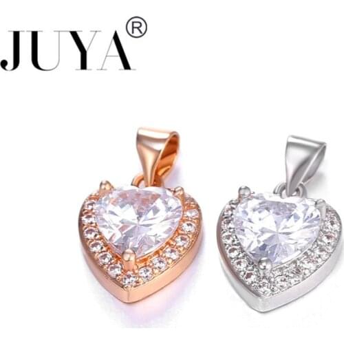 4 Pcs New Trendy Bijoux Accessories For Jewellery Making Luxury AAA Zircon Crystal Heart Pendants Charms DIY Necklace Components