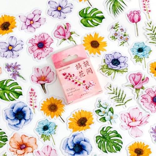46Pcs/box Cute Stationery Stickers Scrapbooking Album Diary Label Material DIY Beautiful Flower Room Series Decorative Paper