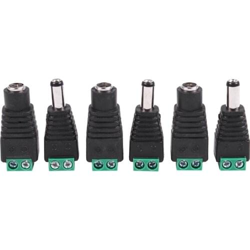 6 Pcs 5.5x2.1mm Female + Male CCTV DC Power Connector Adapter Repar Part