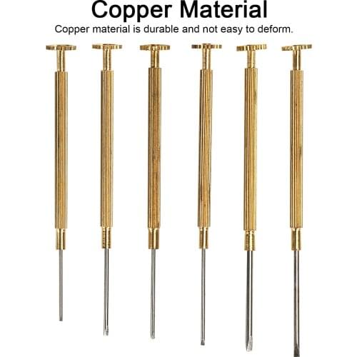 6pcs Slot Watch Screwdrivers Set Copper Watch Glasses Computer Repairing Screwdrivers tool for watchmaker