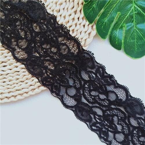 7.5cm Black Fabric For Sewing Underwear Hometextile Nylon Spandex Elastic Lace Small Edging Decorative Clothing Materiel S1025