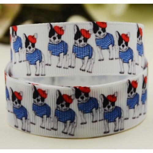 22mm 25mm 38mm 75mm Dog print Cartoon printed Grosgrain Ribbon party decoration 10 Yards X-02892