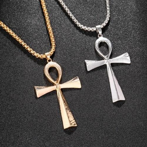 RONGQING 10pcs/lot Cross Gold Silver Color Necklace for Women Men Vintage Chain Crystal Pendant Long Necklaces Jewelry 2020
