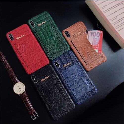 Crocodile Skin Leather Card Solt Stand Case For iPhone 11 Pro 6s 6 7 8 Plus X XS Max XR Card Pocket Holder Case For Airpods Case