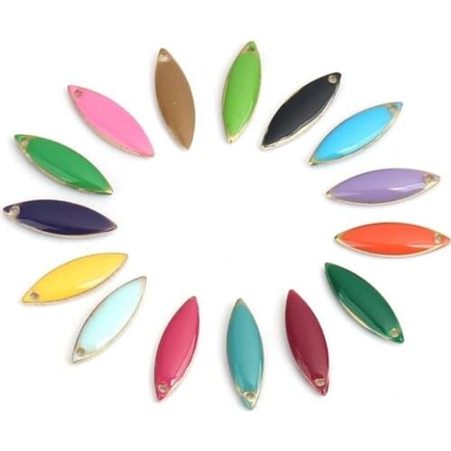 DoreenBeads Hot Fashion Copper Enamelled Sequins Charms Pendants Brass Color Red Marquise Style Jewelry DIY 16mm x 5mm, 10 PCs