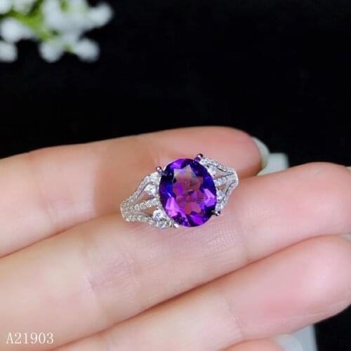 KJJEAXCMY boutique jewelry 925 sterling silver inlaid natural amethyst gemstone female ring