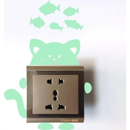 Creative Fluorescent Cats Fish Switch Stickers Glow Dark Luminous Paste Ceiling Living Room Bedroom Home Decoration