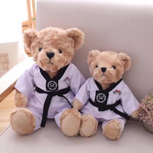 PP Cotton Filling Taekwondo Bear Kids Children Plush Doll Toys Taekwondo Suits Club Souvenirs Taekwondo Lovers Cuddle Doll Suits