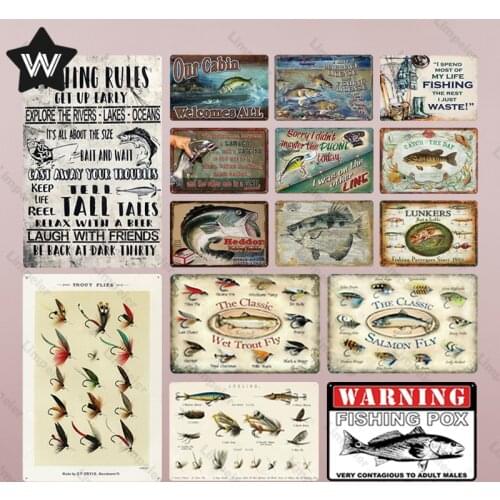 Warning Fishing Pox Metal Sign Plaque Metal Vintage Pub Funny Tin Sign Wall Decor for Pub Club Man Cave Bar Decoration Tin Plate