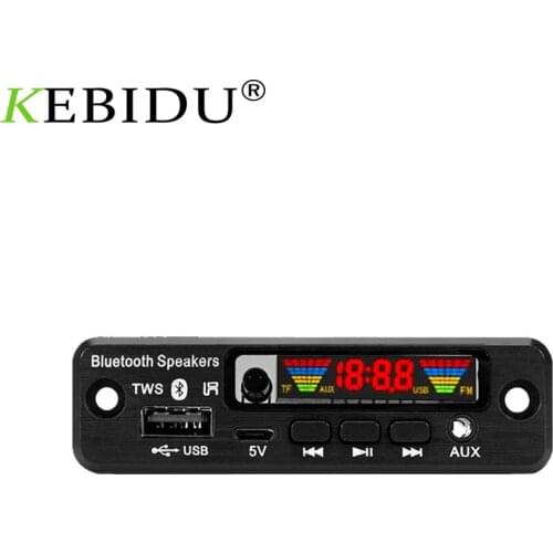 KEBIDU TWS Bluetooth 5.0 MP3 Player Handsfree Car Kit APE/MP3 Decoding Decoder Board 5V Wireless FM Radio TF USB 3.5mm AUX Audio