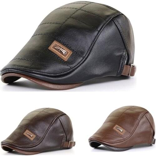 Top Level Leather Newsboy Cap Men Gorras Planas Duckbill Visor Hat Winter Autumn Warm Flat Caps Vintage Man Boinas Gatsby Hats