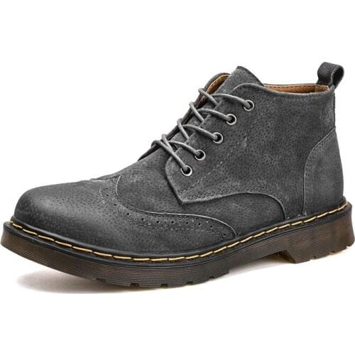 Genuine Leather Men Boots Autumn Winter Ankle Boots Fashion Footwear Lace Up Shoes Men High Quality Vintage Men Shoes H243