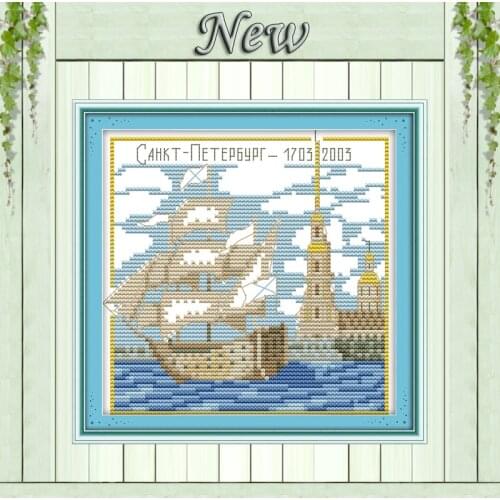 Sailing Sea Scenic NKF Painting,Counted Printed on Canvas DMC 14CT 11CT DIY Cross Stitch cotton Needlework Kits Embroidery Sets