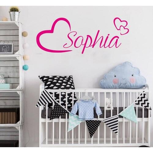 Personalised Name Wall Art Love Hearts Vinyl Sticker Girls Room Bedroom Nursery Room Decor Baby Wall Decals Girl Boys Gift ZX570