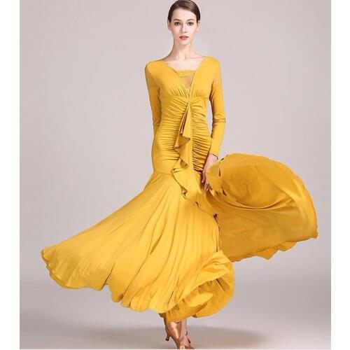 Waltz dress rumba standard smooth dance dresses Standard dress Ballroom dance competition dress yellow green purple