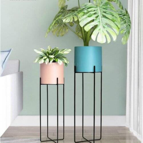 Nordic wrought iron flower stand modern minimalist flower pot indoor living room floor-standing hanging orchid potted shelf