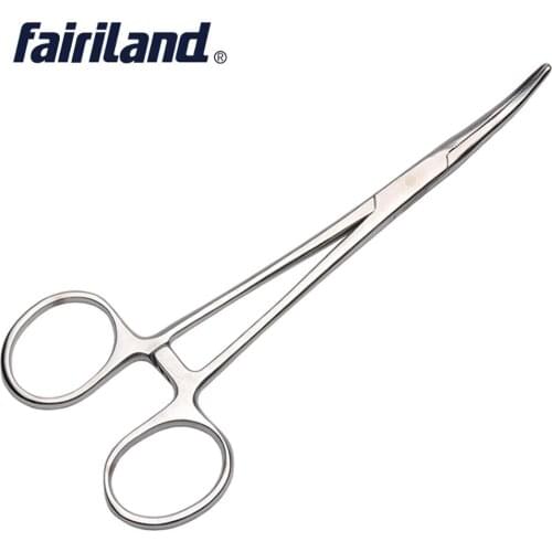 Fairiland 18cm/7'' Bent Nose Fishing Forceps All Stainless Steel Hemostatic Forceps Fishing Scissor Plier Hook Remover