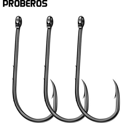 PROBEROS fishing hook 92247-6#-6/0# High-carbon steel 1000pc/lot BAITHOLDER HOOK black color Jig Big Hook Corrosion