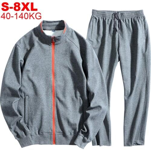 Large Size 8xl 7xl Mens Sportwear Suit Sweatshirt Tracksuit Men Casual Active Zipper Sweatsuit Set Outwear Jacket+pants Sets