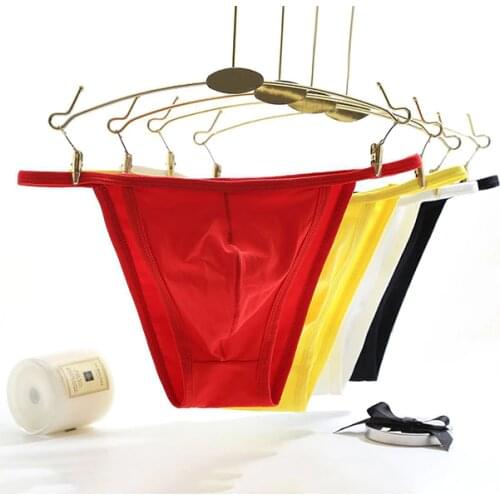 Thong Men Sexy Underwear Transparent Cotton Briefs male Bikini G-string Thong Tanga Underpants Men Exotic T-back Gay Penis pouch