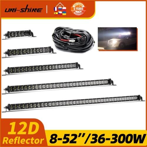 UNI-SHINE Dual Row Slim Led Light Bar Car 36W-300W Combo Beam Led Work Light 12V 24V for Driving Truck Lada SUV UAZ Tractor Boat