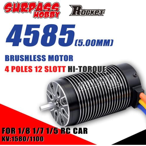 SURPASS HOBBY Rocket Waterproof 4585 Sensorless Hi-torque Motor Brushless Motor 4 Poles 5mm 1580KV 1100KV for 1/8 1/7 1/5 RC Car