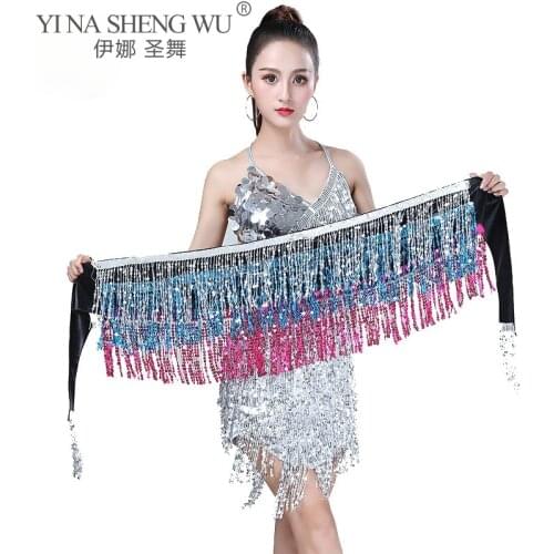 Belly Dancing Womens Clothing Belt Accessories Belt of Belly Dance Hip Scarf Shiny Sequin Belt Rectangle Performance Hip Scarf