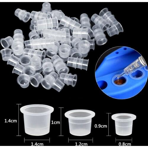 100Pcs Tattoo Ink Cups Professional Plastic Transparent Pigment Cups Clear Holder Container S/M/L Size For Tattoo Needle