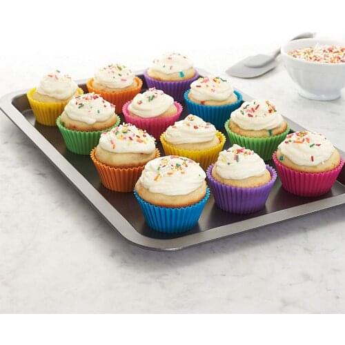 12 pcs/Set Silicone Cake Mold Round Shaped Muffin Cupcake Baking Molds Kitchen Cooking Bakeware Maker DIY Cake Decorating Tools