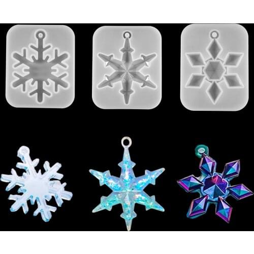 3 Styles Snowflake Silicone Molds Pendants With Hole Epoxy Resin Mold Home Decoration Christmas Tree Hanging DIY Jewelry Making