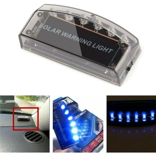 6 LED Car Led Fake Dummy Alarm Warning Light Solar Power Simulated Security Anti-theft Flashing Light Car Burglar Alarm Light