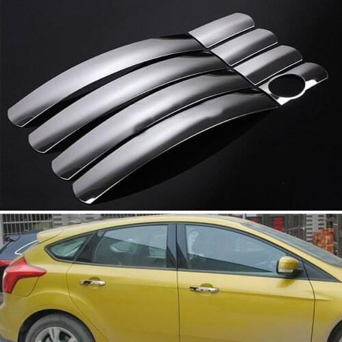 8x Chrome Silver Stainless Car Exterior Door Handles Covers Trim Fit For Focus 05-13 Car Styling Auto Accessories Car-Covers