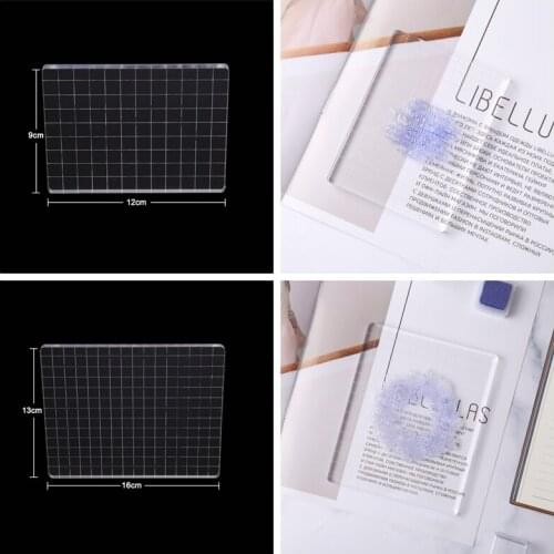 9*12/13*16cm Transparent Acrylic Clear Stamp Block Pad Grid Lines for DIY Scrapbooking Photo Album Decor Card Making Tool