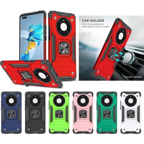 Magnetic Metal Ring Stand Armor Shockproof Case For Huawei Mate 40 Pro P40 P30 Lite Honor 20 Nova 5T Soft TPU Hard PC Back Cover