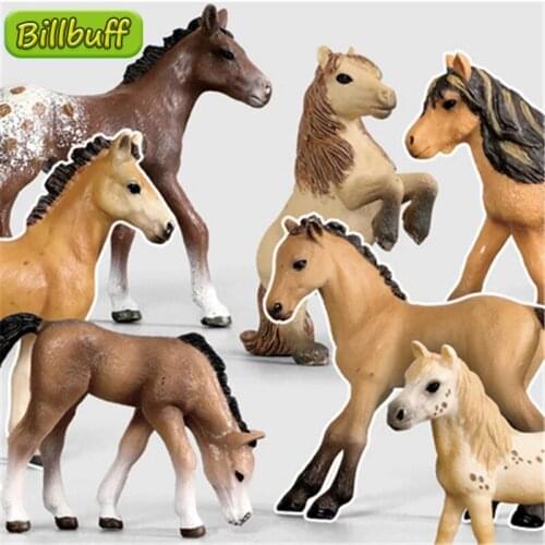 New Microscape Simulation Growth Cycle Animal Model Toys Set Foal Gallop Ranch Horse Action Figures Educational Toy for Children