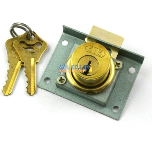 2 Pieces Cylinder Head Metal Furniture Desk Drawer Lock w 2 Keys 40x53mm HL515-1
