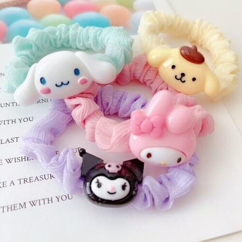 Ins Headwear Women Tie Headband Rope Holder Hair Accessories Sanrio Hellokittys Kawaii Anime Plush Hairband for Girls Gift