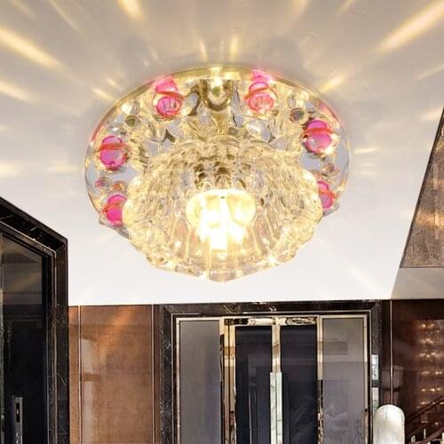Crystal lamp hole2017 porch K9 Levin led spotlights ceiling 3W lamp room corridor aisle lights blue pink coffe Ceiling Lights