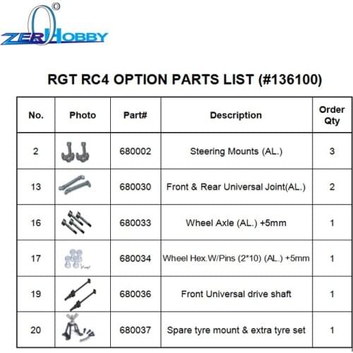 HSP RC CAR SPARE PARTS ACCESSORIES REPLACEMENT PARTS FOR HSP 1/10 ROCK CRAWLER MODEL 136100 WITH 6 ITEMS