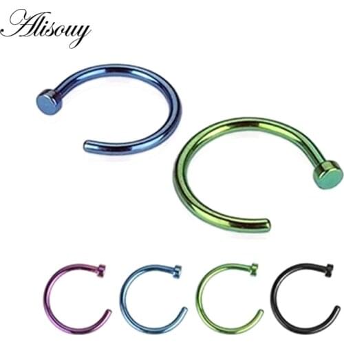 Alisouy 1PC Body Ring Fake Piercing Jewelry 7 Colors Women Nostril Nose Hoop Stainless Steel Nose Rings nose Body Jewelry