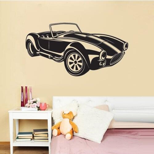 Creative Car Wall Decal Retro Car Poster Vinyl Window Stickers Nursery Kids Boys Bedroom Garage Home Decoration Wallpaper