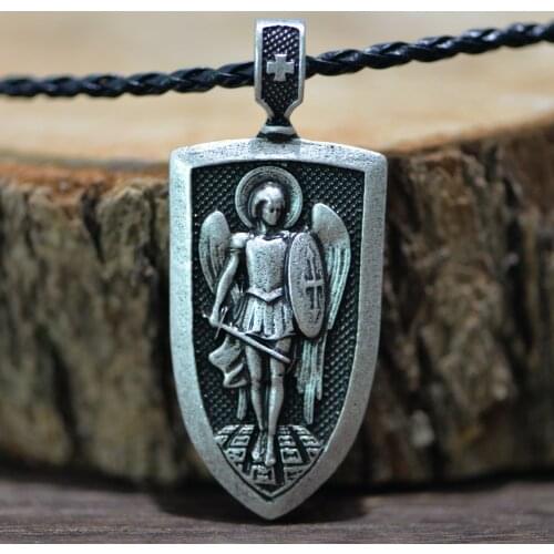 Langhong 1pcs Saint Michael Necklace Protect Me Amulet Religious Necklace