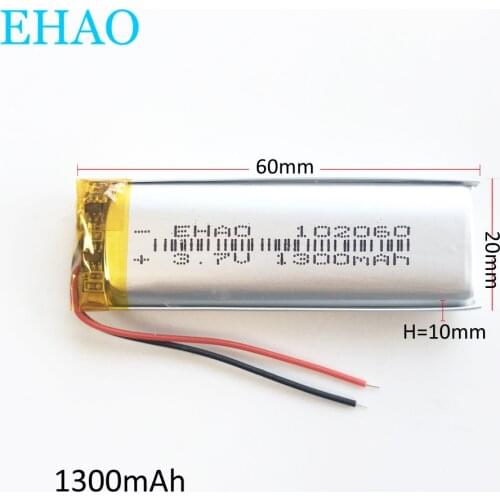 102060 3.7V 1300mAh lithium polymer lipo Rechargeable battery for KTV household wired microphone audio GPS Camera