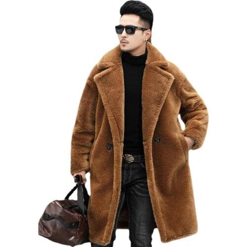 S-6XLNew Fashion Winter Mens Clothing Plus Size Leisure Sheep Shearing Faux Fur Coat